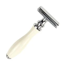 Parker 111W White Resin Handle Three Piece Safety Razor -Razor Shop 111wparker