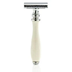 Parker 111W White Resin Handle Three Piece Safety Razor -Razor Shop 111wparker2