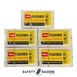 Feather New Hi-Stainless Blades - 5 Packets Of 10 Blades