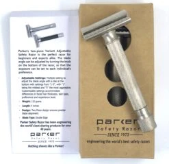 Parker Variant Adjustable Safety Razor, Satin Chrome Handle 12 Parker Variant Adjustable Safety Razor, Satin Chrome Handle -Razor Shop IMG 3529