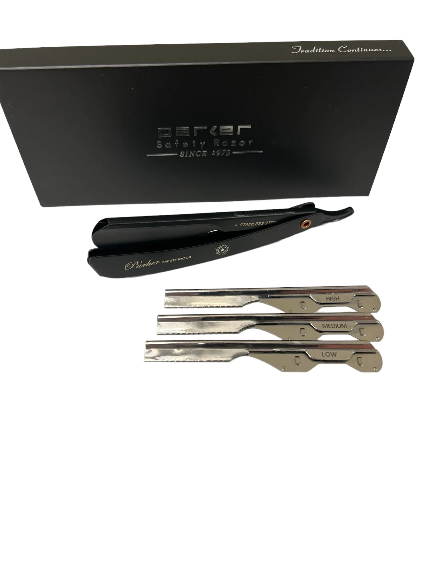 Parker PTABK Adjustable Stainless Black Handle Straight Barber Razor 4 Parker PTABK Adjustable Stainless Black Handle Straight Barber Razor - Image 2