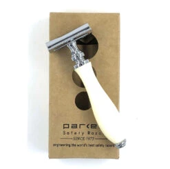 Parker 111W White Resin Handle Three Piece Safety Razor -Razor Shop UNADJUSTEDNONRAW thumb 4e00