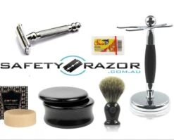 Parker 99R Safety Razor, Blades, Stand, Wooden Bowl, Soap And Badger Hair Brush 7 Parker 99R Safety Razor, Blades, Stand, Wooden Bowl, Soap And Badger Hair Brush -Razor Shop black99rpack2