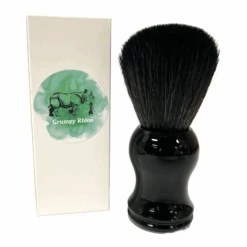 Grumpy Rhino Synthetic Bristle Shaving Brush, Black Resin Handle