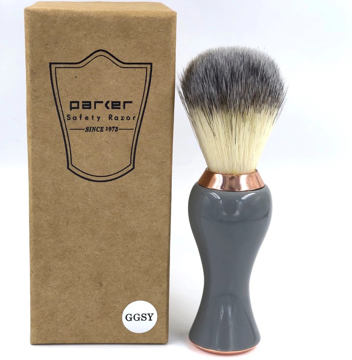 Parker Grey & Rose Gold Synthetic Bristle Shaving Brush 3 Parker Grey & Rose Gold Synthetic Bristle Shaving Brush