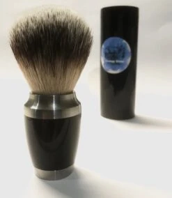 Grumpy Rhino Synthetic Bristle Shaving Brush, Black And Chrome -Razor Shop img 3057