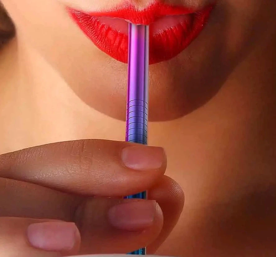 Lilvio Reusable Stainless Steel Straws - Set Of 8- Rose Gold 4 Lilvio Reusable Stainless Steel Straws - Set Of 8- Rose Gold - Image 2