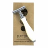 Parker 111W White Resin Handle Three Piece Safety Razor