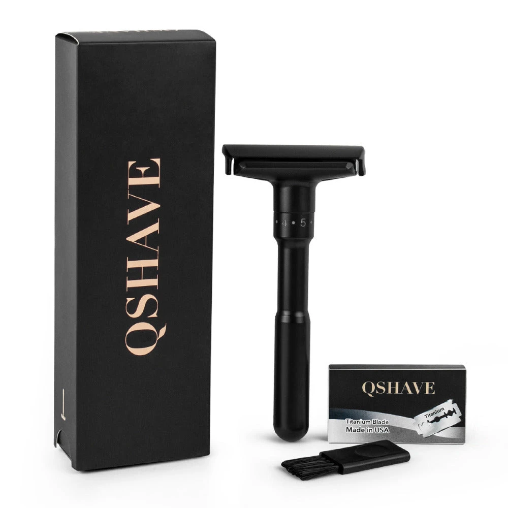 QShave Luxurious BLACK Adjustable Safety Razor And 5 Blades 5 QShave Luxurious BLACK Adjustable Safety Razor And 5 Blades - Image 3
