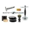 Parker 99R Safety Razor, Blades, Stand, Wooden Bowl, Soap And Badger Hair Brush