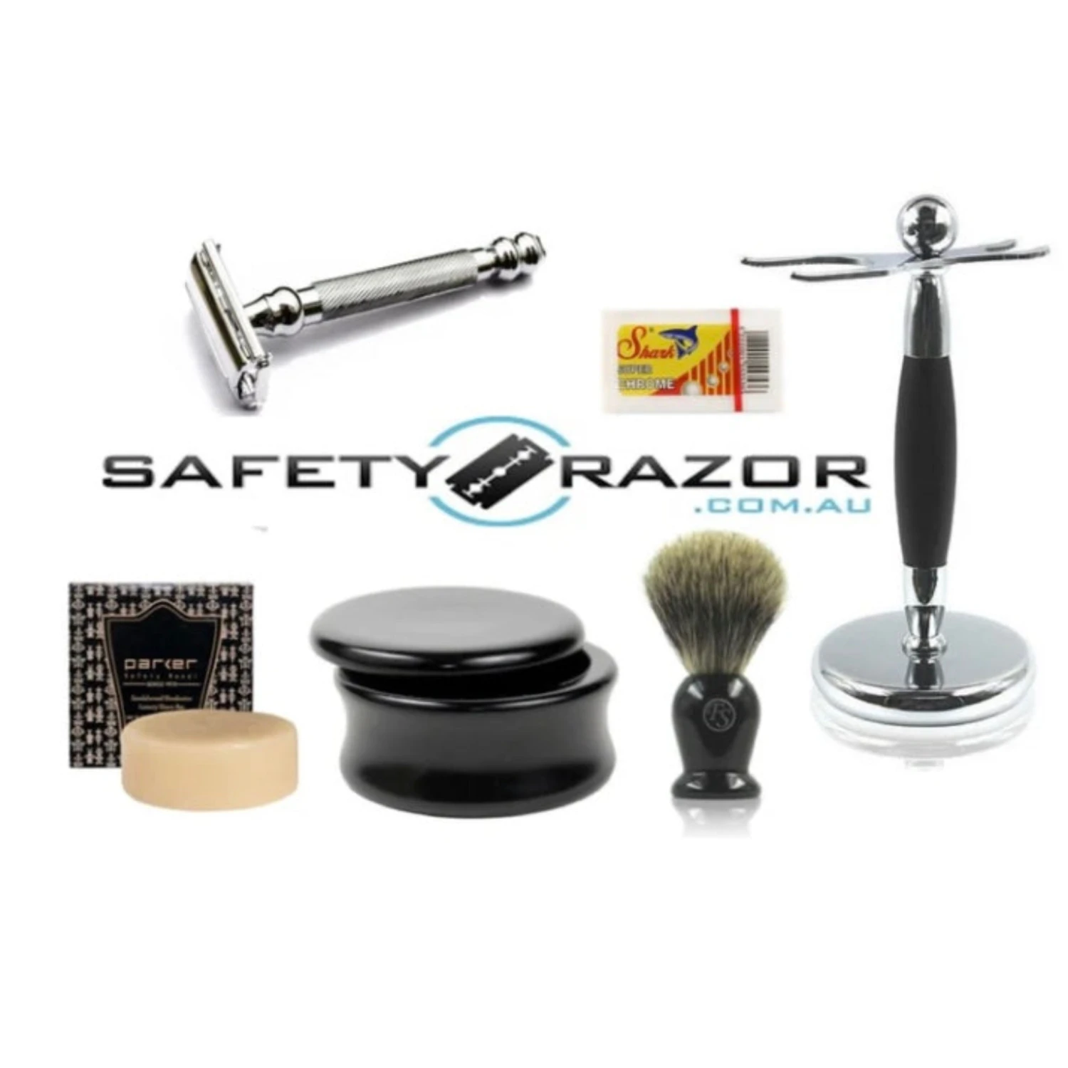 Parker 99R Safety Razor, Blades, Stand, Wooden Bowl, Soap And Badger Hair Brush 3 Parker 99R Safety Razor, Blades, Stand, Wooden Bowl, Soap And Badger Hair Brush