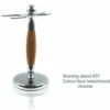 Chrome And Faux Beach Wood Shaving Brush & Razor Stand #37